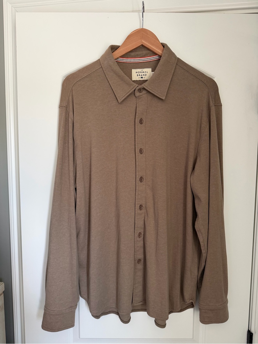 The Normal Brand Men's Button-Down Shirt in Taupe Brown